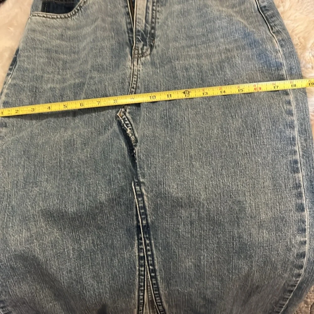 Guess Women’s Distressed Vintage Blue Denim Boho Jean Midi Maxi Skirt  Sz 26
